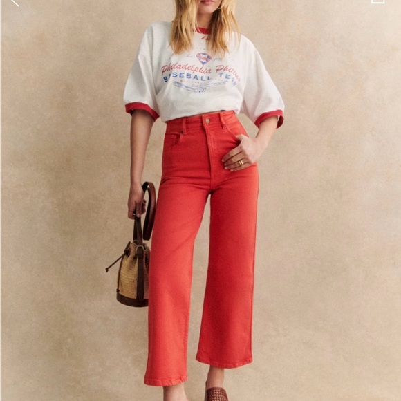 Sezane Denim - Sézane Red Le Crop Denim, 6